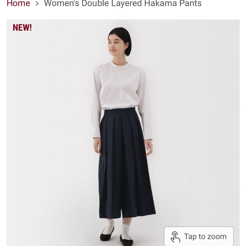 Muji Women's Double Layered Hakama Pants - Navy